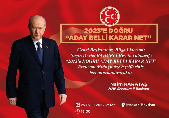 ADI DEVLET DERDİ MİLLET DEVLET BAHÇELİ ERZURUMA GELİYOR